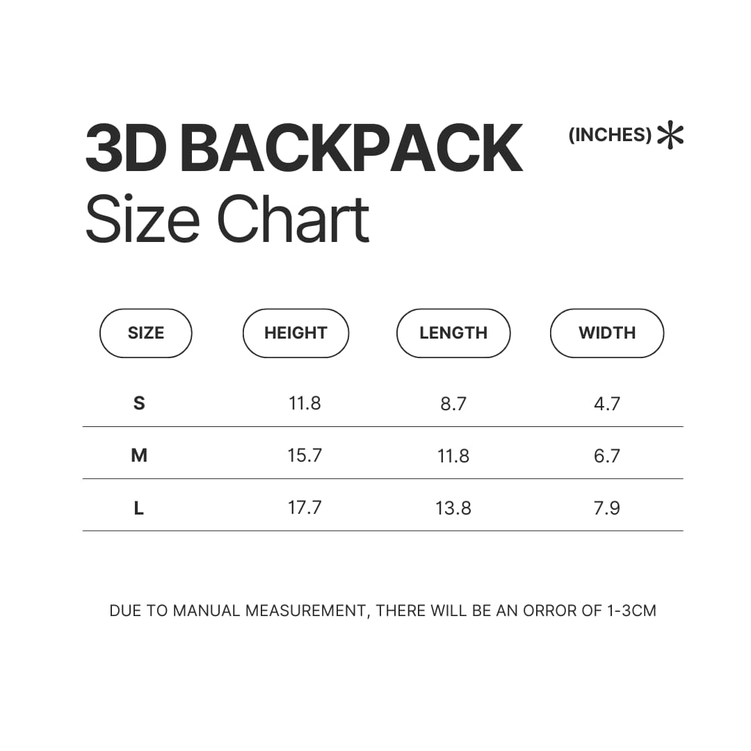 3D Backpack Size Chart - Suzume no Tojimari Store