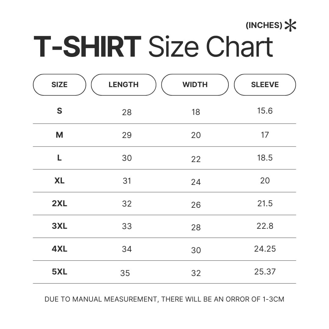 T shirt Size Chart - Suzume no Tojimari Store
