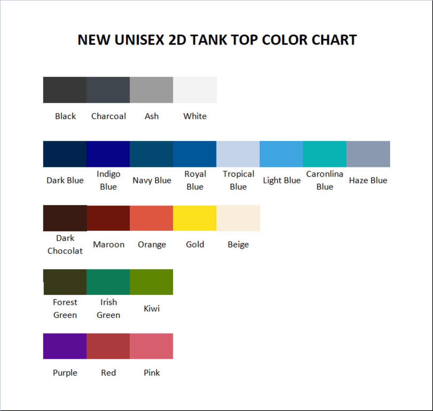 tank top color chart - Suzume no Tojimari Store