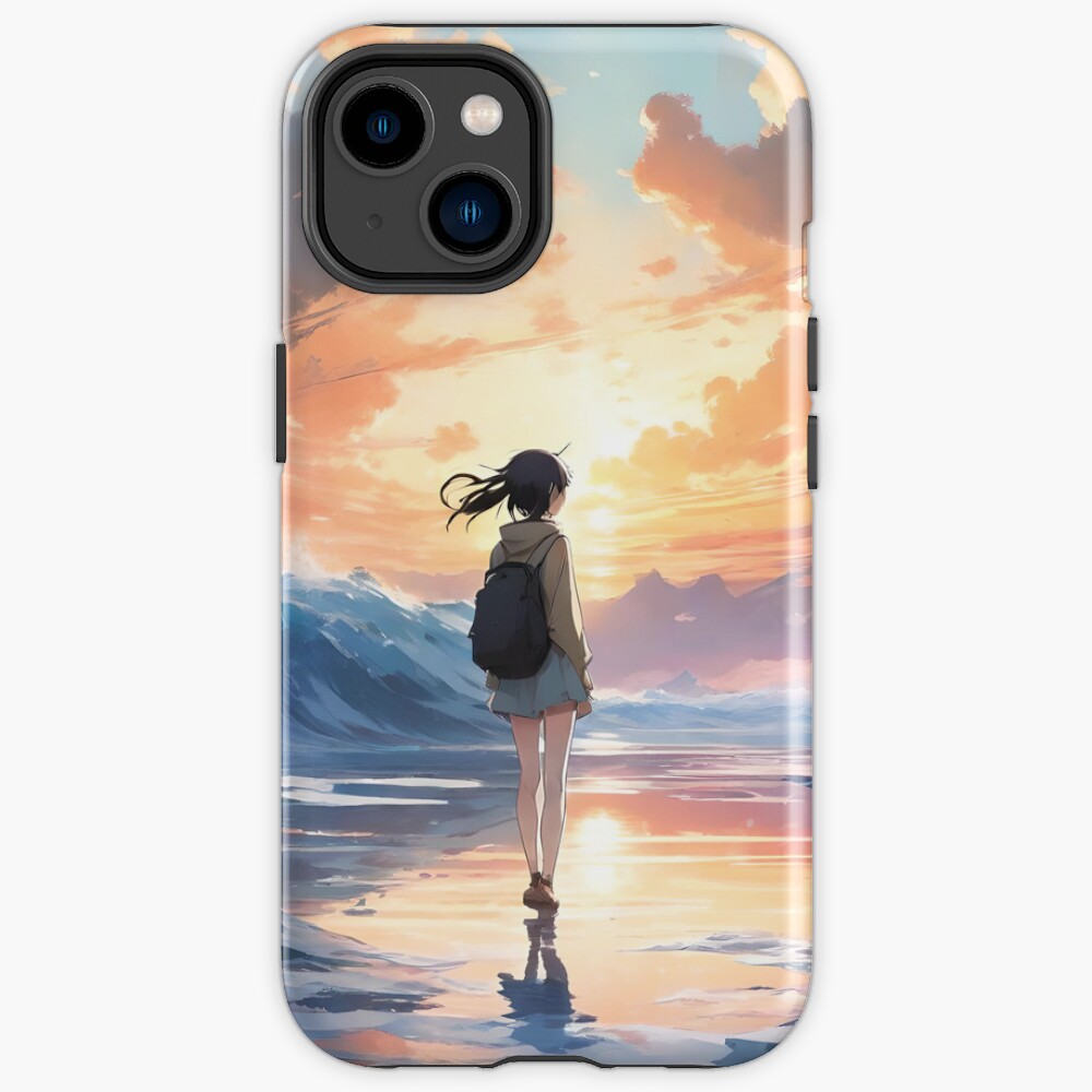 Sunset Serenity Anime Girl Art Print Iphone Case