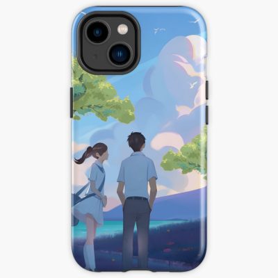 Lovebirds Under Tree And Cloud Peaceful Outdoor Setting Iphone Case