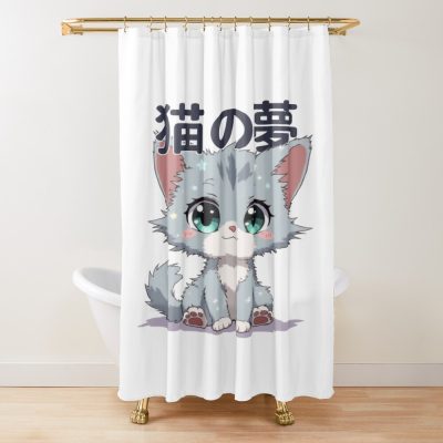 Suzume No Tojimari Cute Cat Shower Curtain