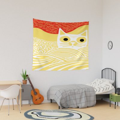 Meow Kawaii Cat Japanese Art Tapestry