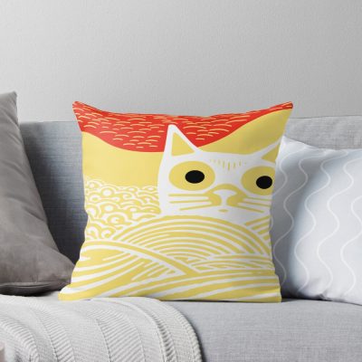 Meow Kawaii Cat Japanese Art Throw Pillow